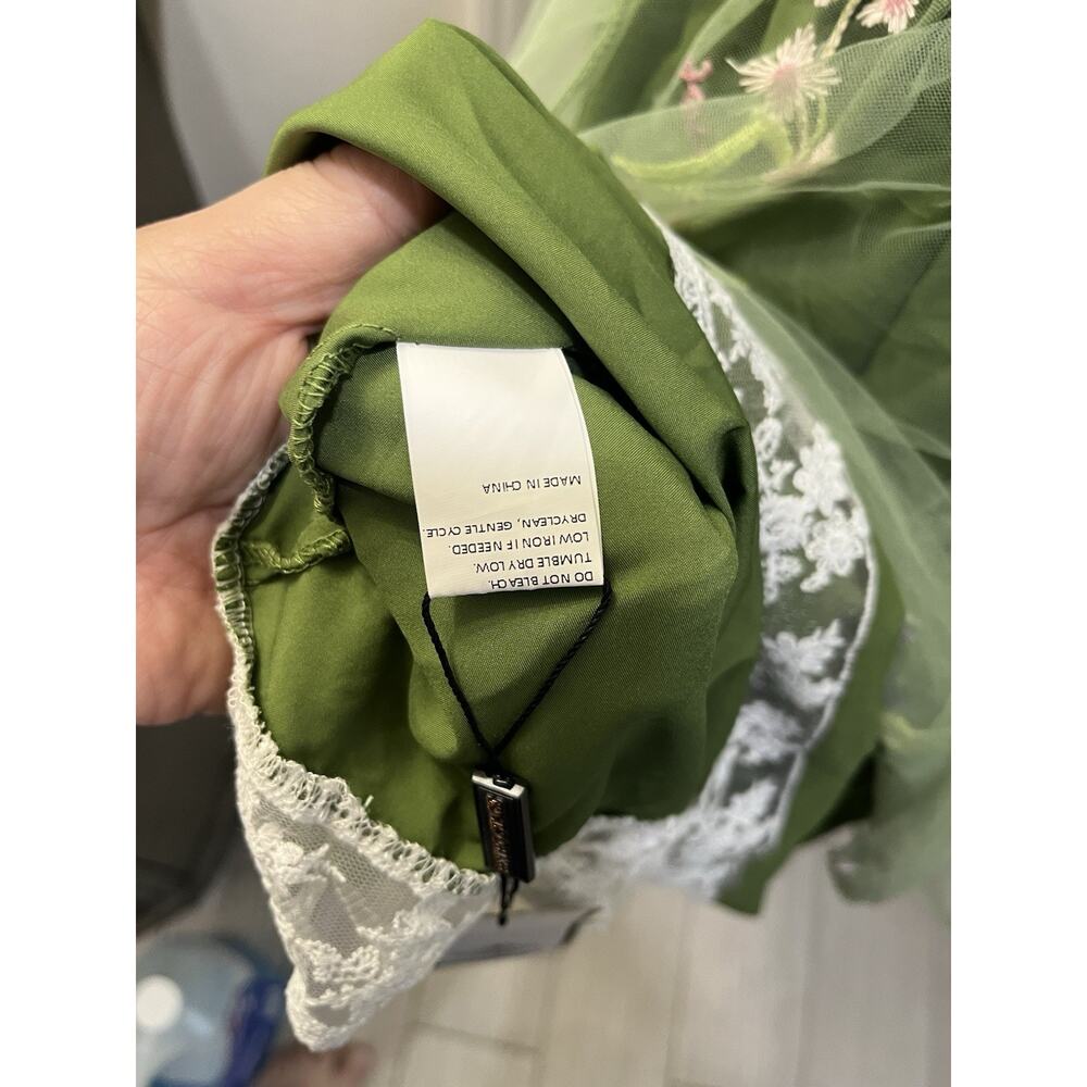 Green Tulle Embroider Floral Lined Fairy Garden Wedding/Prom Dress Plus NWT XXL - Picture 13 of 15